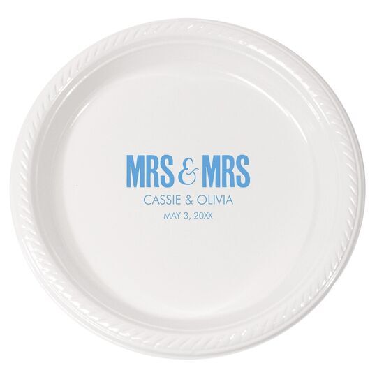 Bold Mrs & Mrs Plastic Plates
